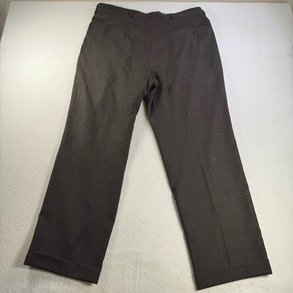 Jos A Bank Signature Gold Suit 41R Blazer 36W Pants Brown Windowpane - Picture 12 of 15